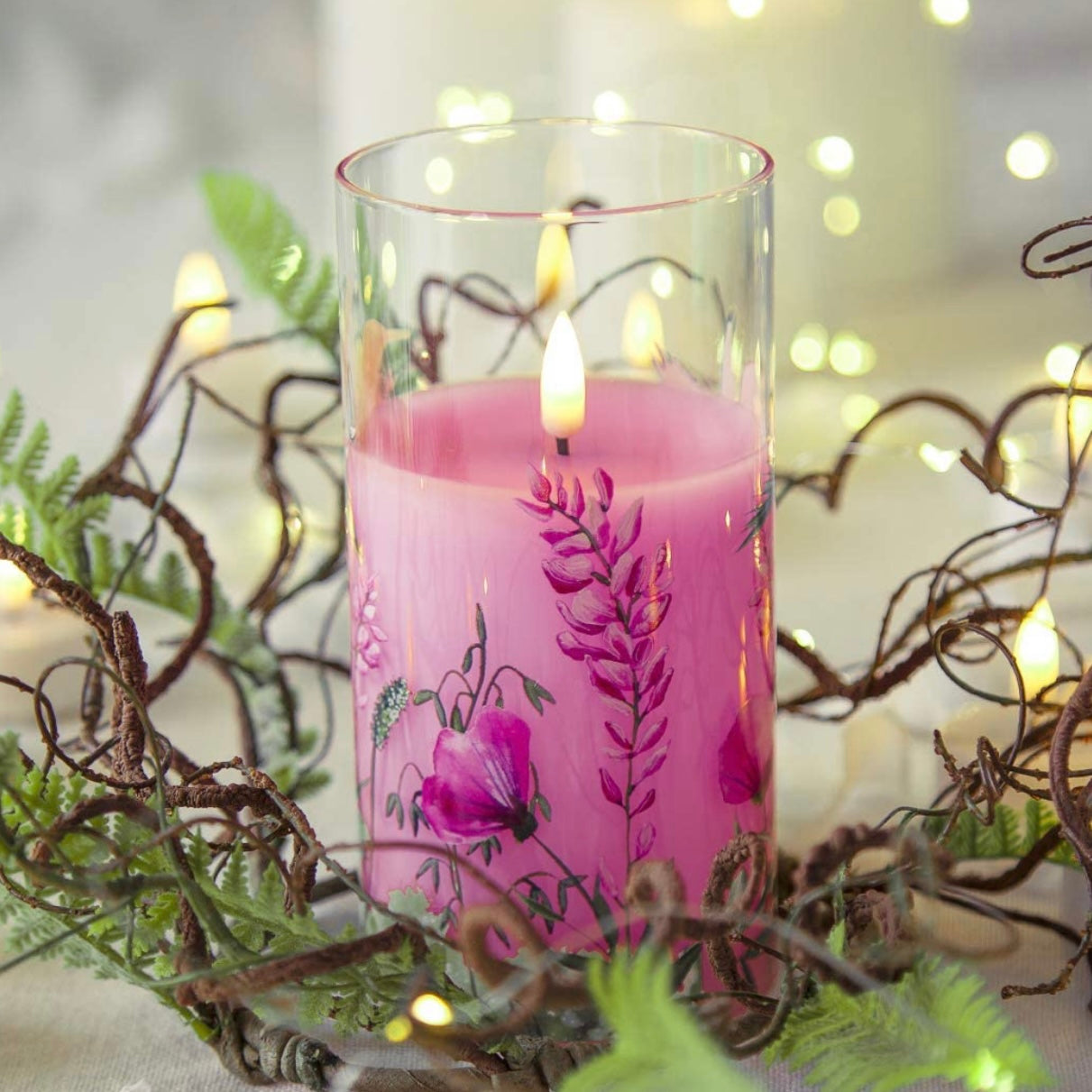 Juego de velas de vidrio diseñadas y hechas a mano sin llama de 3 piezas LED 3D totalmente naturales