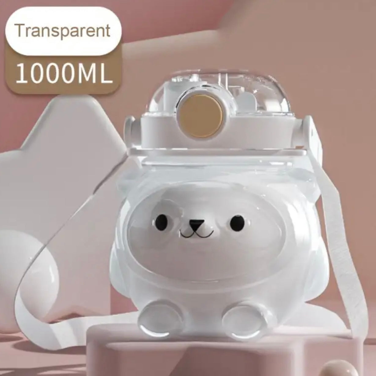 Vaso de viaje Kawaii súper lindo de 1000 ml, botella de agua, taza para niños, taza de jugo, taza de utensilios de cocina, regalo práctico para niños y adultos
