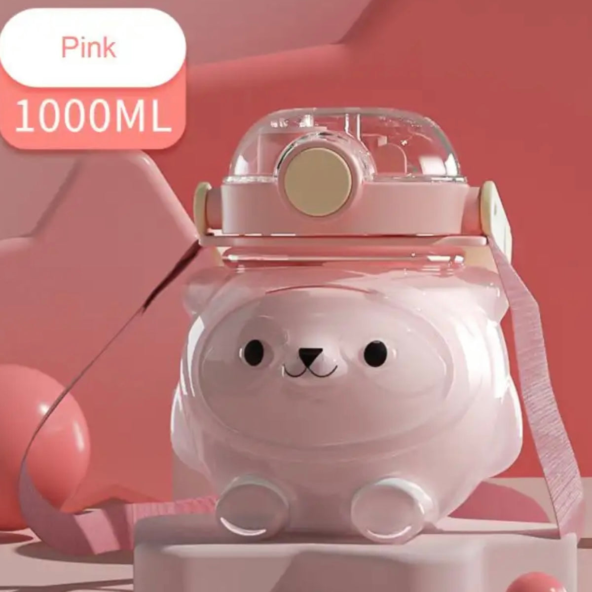 Vaso de viaje Kawaii súper lindo de 1000 ml, botella de agua, taza para niños, taza de jugo, taza de utensilios de cocina, regalo práctico para niños y adultos