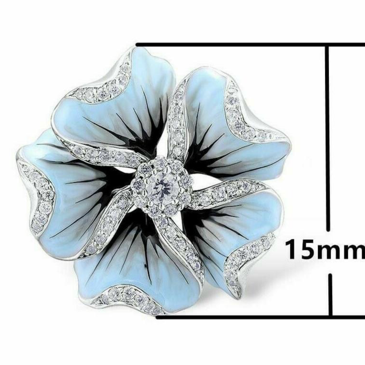 Preciosos pendientes de flores con incrustaciones de zafiro azul pastel de plata 925