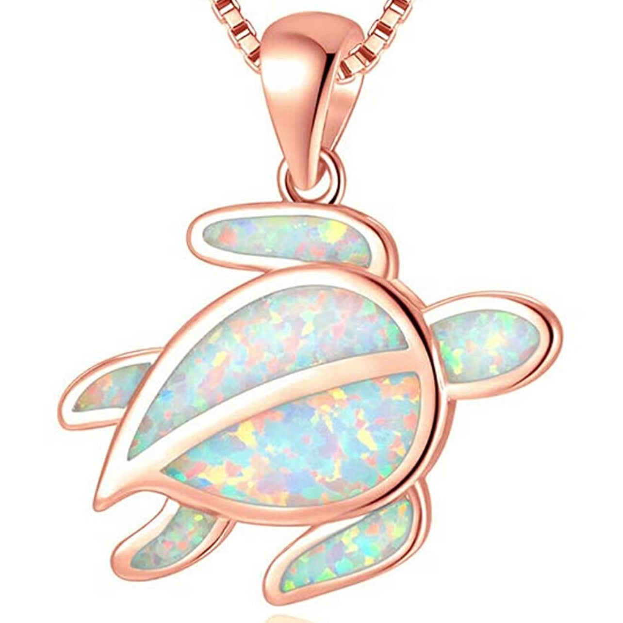 Halsketten-Set mit Meeresschildkröten-Anhänger und Opal aus 14 Karat Roségold