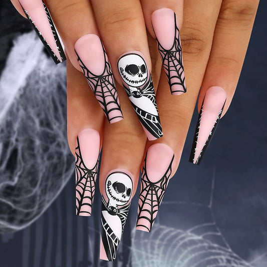 Premium Gruseliges Halloween-Themen-24-teiliges Press-On-Nail-Set