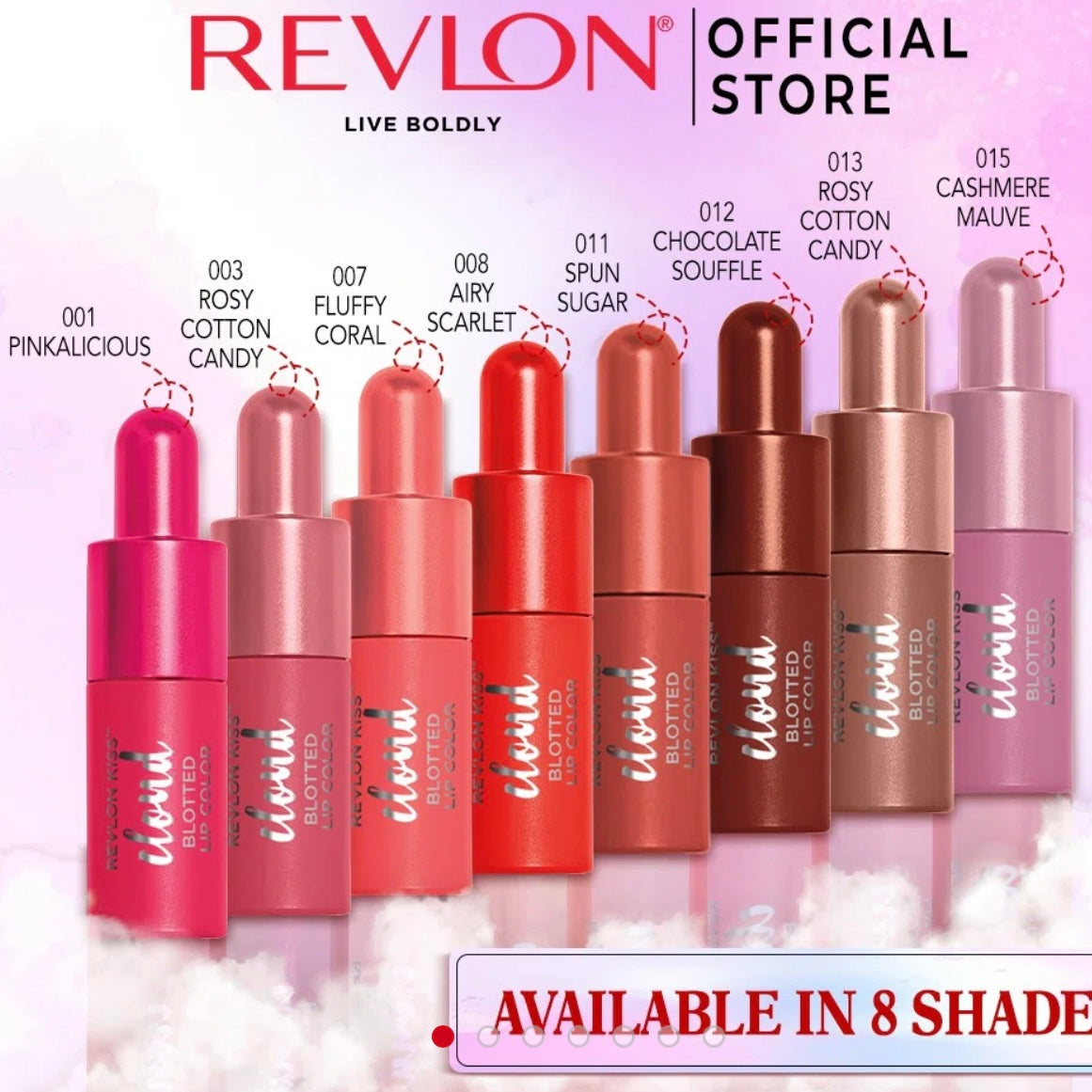 Color de labios borroso Kiss Cloud de Revlon | Todos los tonos