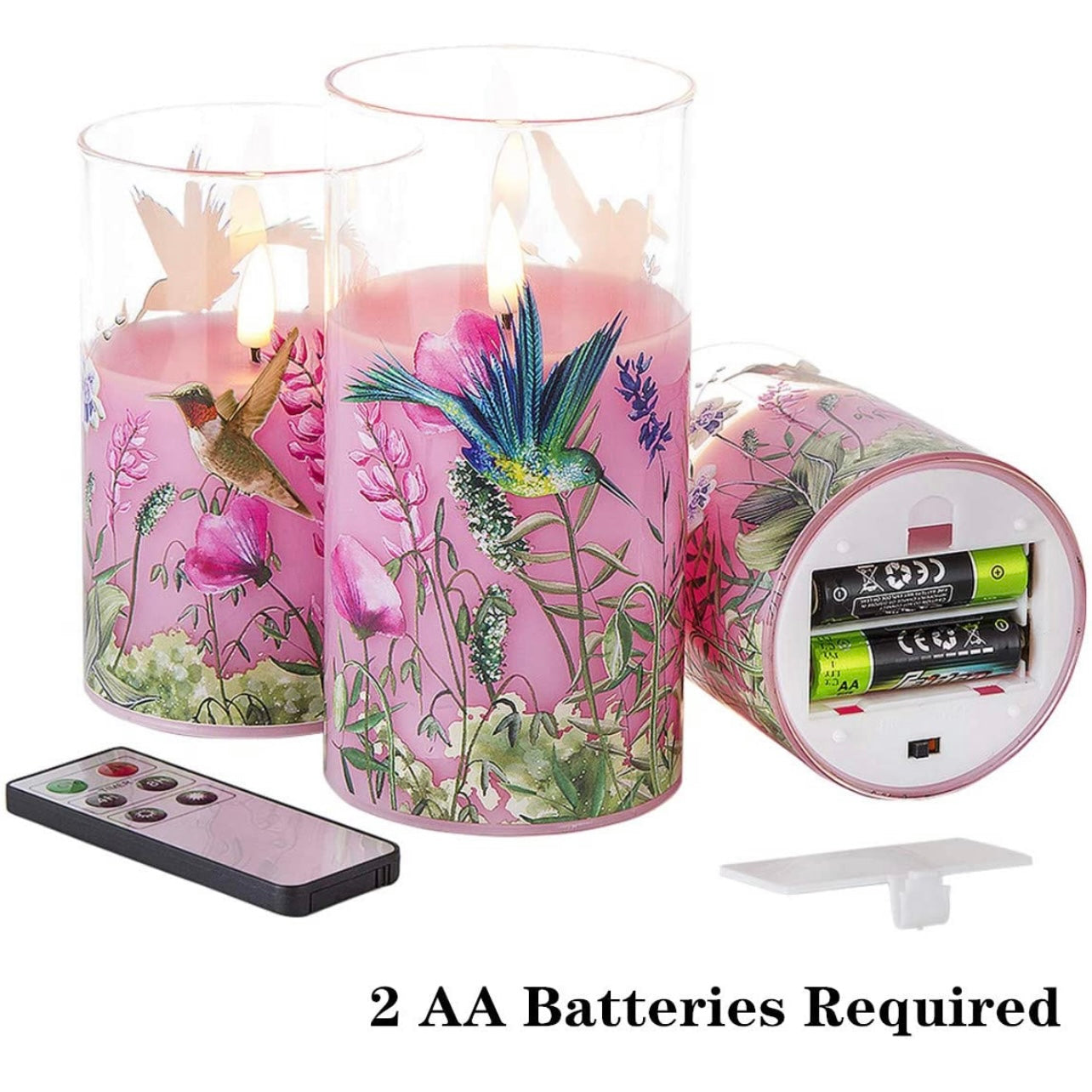 Juego de velas de vidrio diseñadas y hechas a mano sin llama de 3 piezas LED 3D totalmente naturales