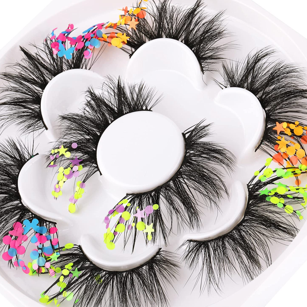 4 piece 22mm faux mink vegan glitter eyelashes