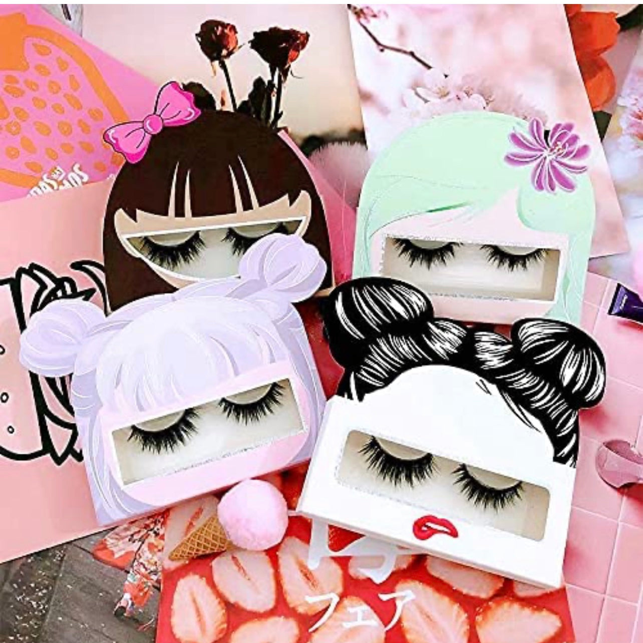 4 piece 18mm vegan mink false eyelashes