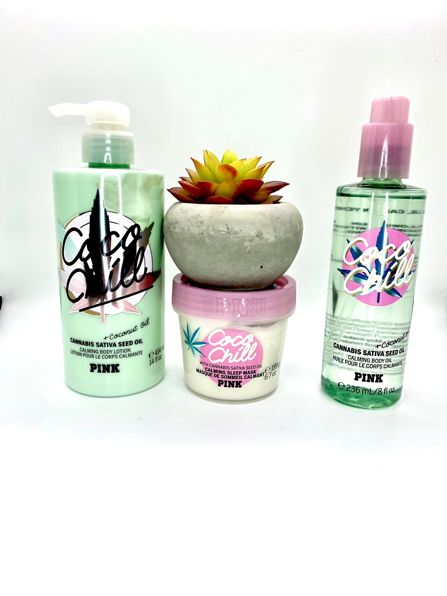 Victoria Secret Coco Chill Ultimate Juego de spa de 6 piezas con 3 coleteros de seda