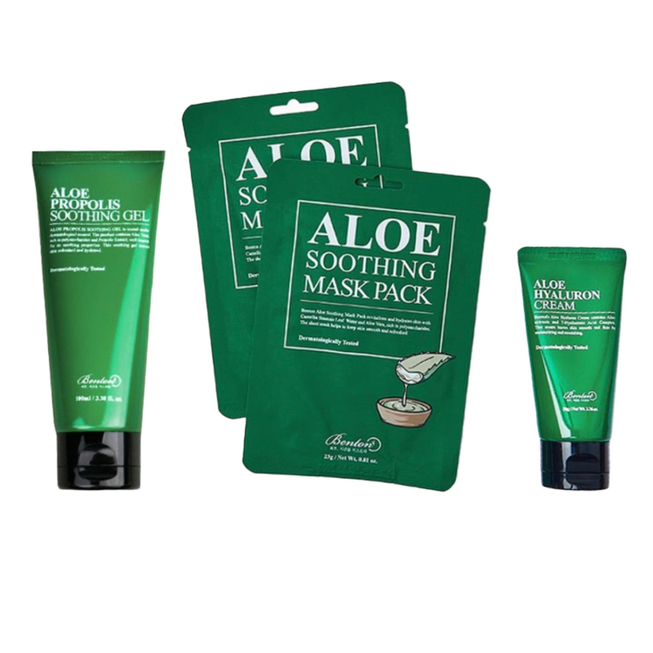 Benton Juego de energía antienvejecimiento de propóleo hialurónico de aloe de 4 piezas | tamaño completo