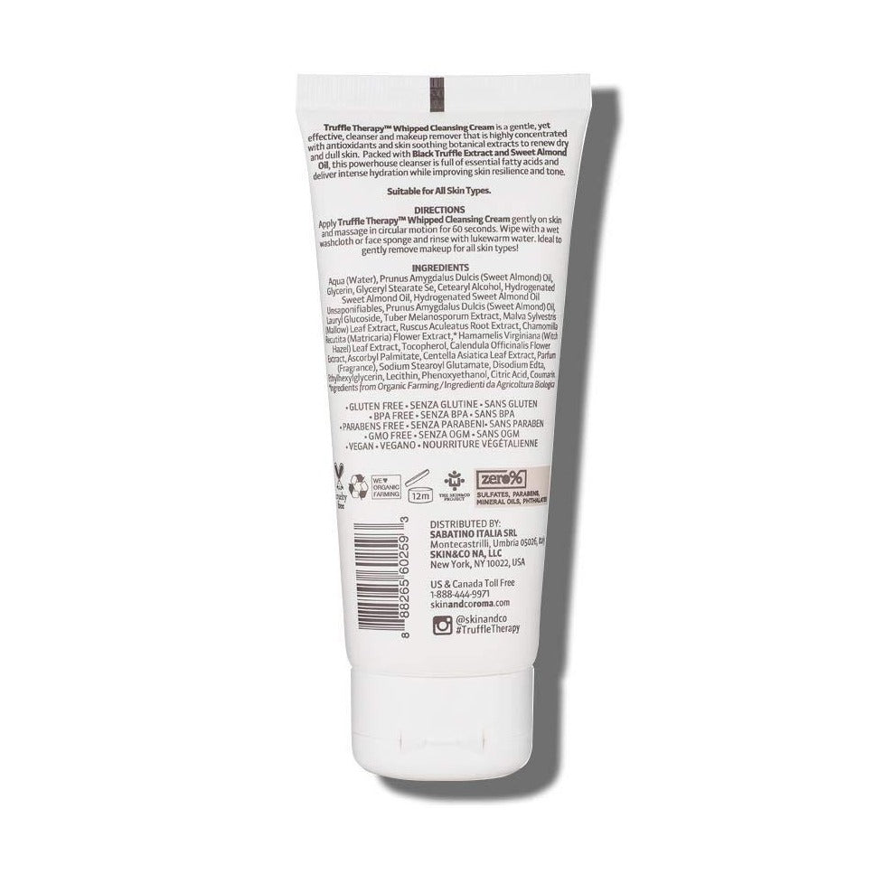 Truffle Therapy Whipped Cleansing Cream is a highly concentrated gel-crème cleanser formulated to deeply cleanse skin, remove makeup, dirt and impurities, effectively keeping pores free and clear from congestion and blemishes while soothing and calming sensitivity-prone complexions