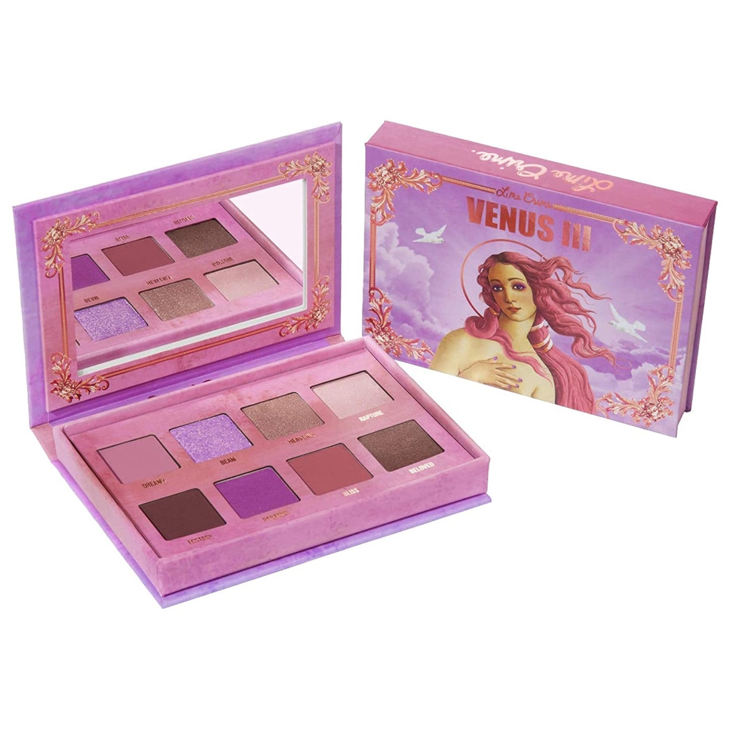 The Pretty Grunge Shadow Palette The heavenly sister of the grunge shadow palette! Happy pops of purple and pink put the crowning touch on the perfect light-to-mid tone range to flatter all skin tones. This palette includes 8 shades, 5 different finishes, 1 swipe coverage designed for eyes, cheek, and face. • Grunge gets pretty for the latest Venus palette, featuring shades and finishes that beam all the way to the skies beyond. • Rapturous lilac rose gold and mauve shades mixed with earthly browns