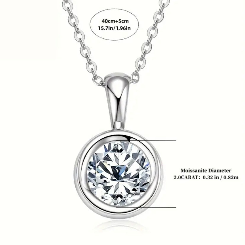 Moissanite & Diamond Bezel Pendant Necklaces – Gold & Silver Chains
