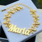 14K Gold Vermeil Custom Name Necklace & Bracelet Set | CZ Bow Charm Jewelry