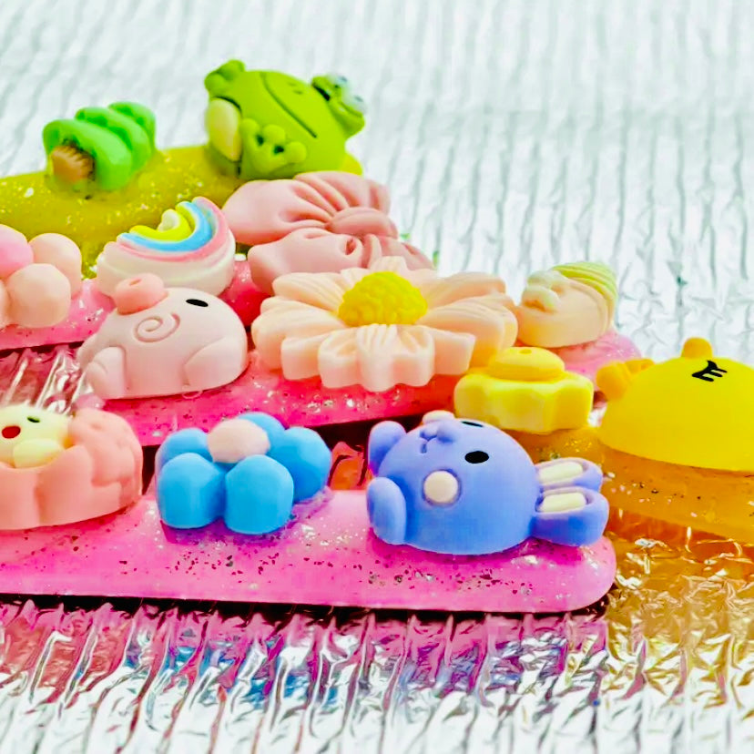 Kawaii Characters Professional Multi-color Handcrafted Press On Nails, Reusable 12 Times.