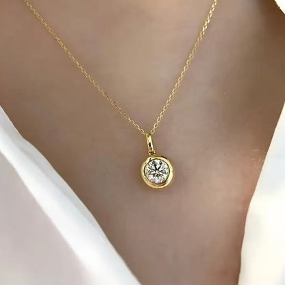 Moissanite & Diamond Bezel Pendant Necklaces – Gold & Silver Chains