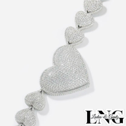 Sapphire Micro Pave AAAAA Cubic Zirconia Heart Pendant Necklace in Vermeil 14k White Gold By LadiesNGentz Boutique purchase at LadiesNGentz.com or Facetreasures.com