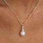 Fresh Water Pearl & CZ Gemstone Pendant With 17In. Gold/Silver Box Chain