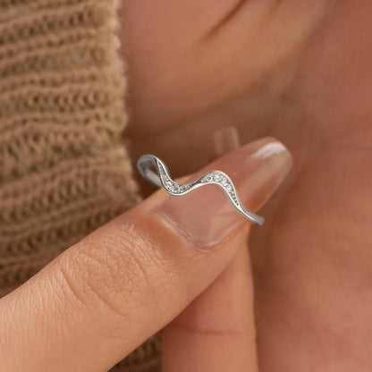 Ladies Silver Wave CZ Ring – Inspirational Gift with Sentimental Message in Keepsake Box