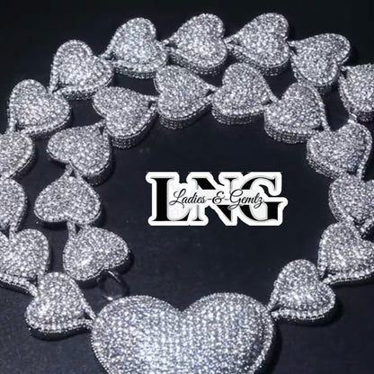 Sapphire Micro Pave AAAAA Cubic Zirconia Heart Pendant Necklace in Vermeil 14k White Gold By LadiesNGentz Boutique purchase at LadiesNGentz.com or Facetreasures.com