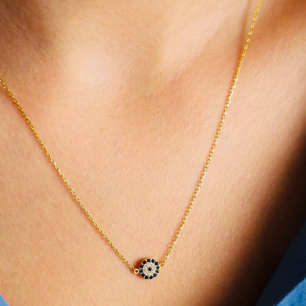 Evil-eye pendant necklace - 15k Vermeil Gold, Blue Sapphire & Cubic  Zirconia by LadiesNGentz Premium Boutique