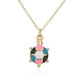 Gold Turtle Pendant Necklace – Vibrant Colors, 10K Triple Gold Plated, 16”+2” Chain
