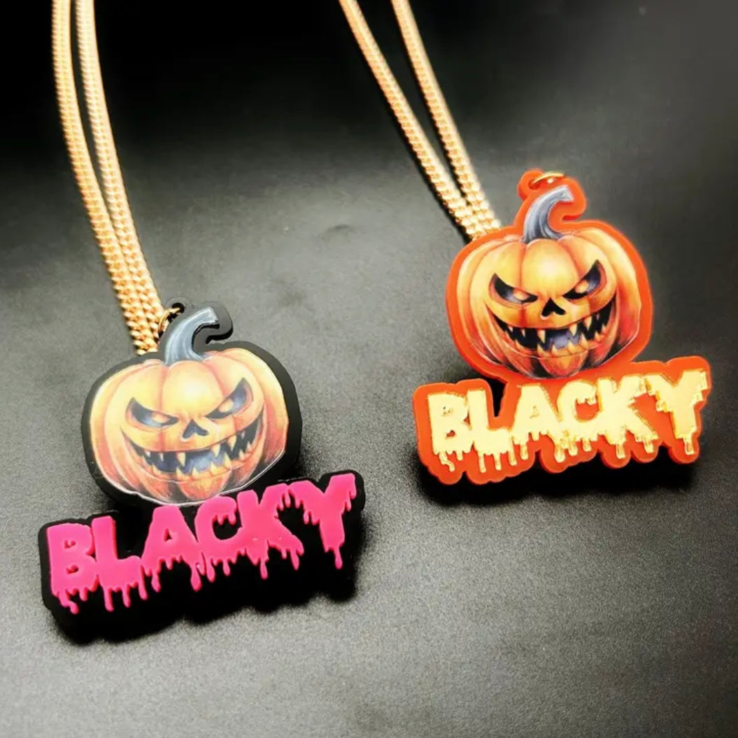 Personalized Halloween Pumpkin Head Name Pendant | Spooky Custom Jewelry