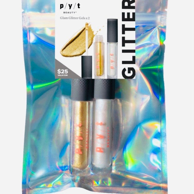 PYT Beauty Shimmer Dúo de 2 piezas: juego de iluminador y brillo de labios