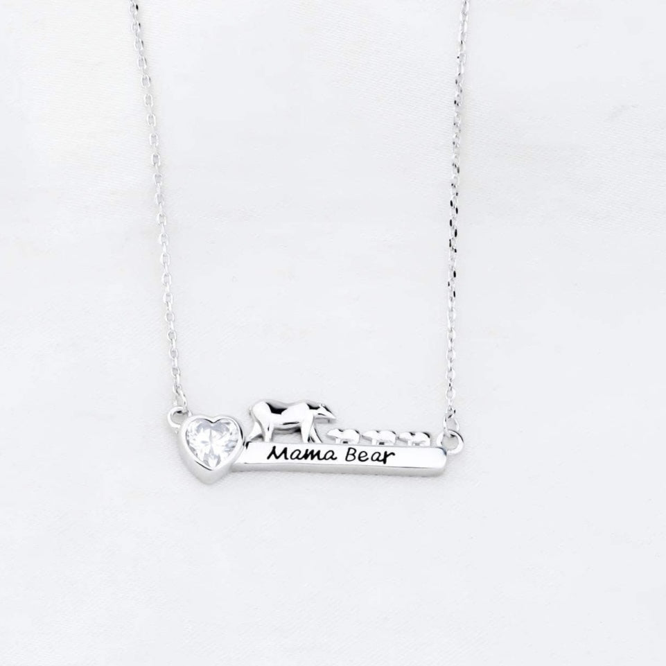 Mothers Day Gift: Sending You A Big Bear Hug Silver Bear Charm Necklace