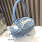 Denim Light Blue Football Handbag - Trendy Sports-Inspired Accessory