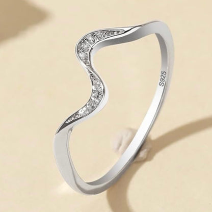 Ladies Silver Wave CZ Ring – Inspirational Gift with Sentimental Message in Keepsake Box