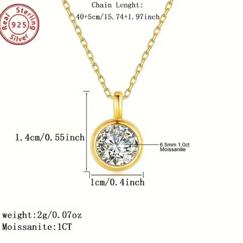 Moissanite & Diamond Bezel Pendant Necklaces – Gold & Silver Chains