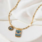Gold Plated Evil Eye & Protection Pendant Necklace With Blue Accents And A 17In Chain