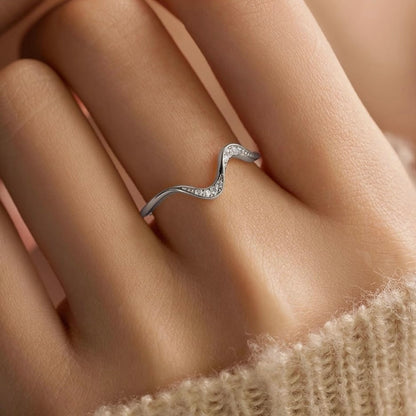 Ladies Silver Wave CZ Ring – Inspirational Gift with Sentimental Message in Keepsake Box