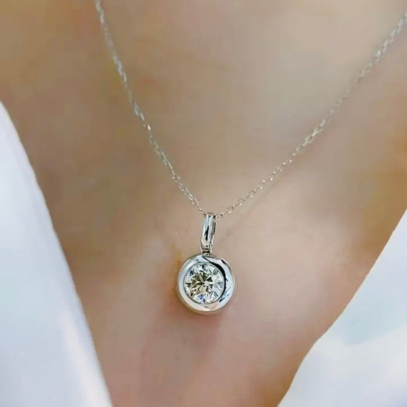 Moissanite & Diamond Bezel Pendant Necklaces – Gold & Silver Chains