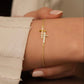 10k Gold Double Cross CZ Bracelet – Adjustable Faith & Sparkle Chain