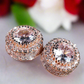 Luxurious Sapphire & Zircon Rose Gold Stud Earrings - Ideal Gift for Special Occasions