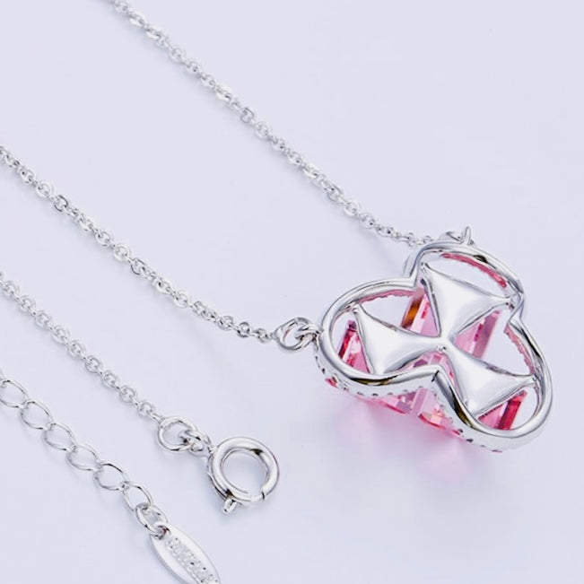 Elegant Heart-Shaped Sapphire Pendant Necklaces with CZ Crystal Accents