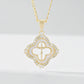 14k Vermeil Gold Cross Necklace with Mother of Pearl Shell & Crystal Studded Accents