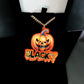 Personalized Jack-O’-Lantern Pumpkin Head Pendant Necklace – Spooky Halloween Accessory