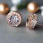 14k Vermeil Rose Gold Hypoallergenic Cubic zirconia & Sapphire Encrusted Stud Earring set 