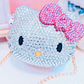 Kawaii Hello Kitty Crystal Sapphire Blinged Out Adjustable Cat Handbag, Evening Bag, Crossbody Bag | Limited Edition, Collectible