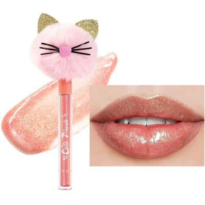 Adorno labial rellenador de labios con forma de diamante de gatito de peluche | Labios regordetes naturalmente | 4 colores pastel