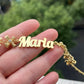 14K Gold Vermeil Custom Name Necklace & Bracelet Set | CZ Bow Charm Jewelry