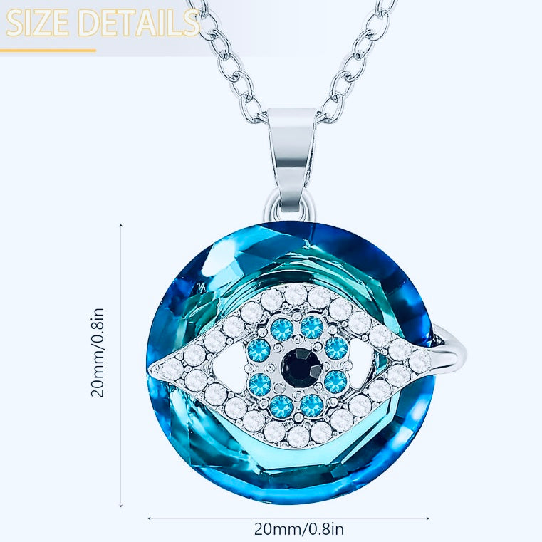 Luxury Indigo Blue Evil Eye Crystal Pendant Necklace – Sterling Silver Protection Jewelry