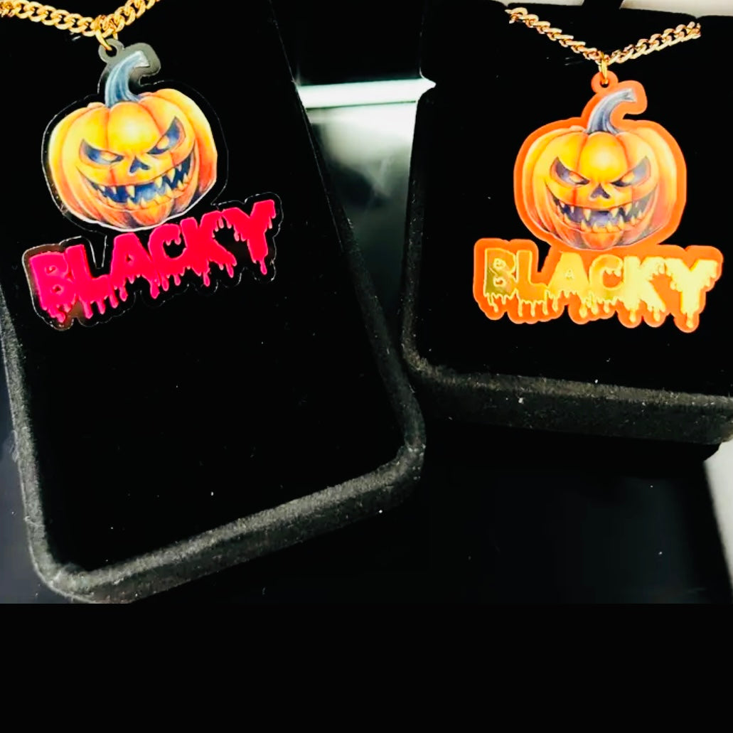 Personalized Halloween Pumpkin Head Name Pendant | Spooky Custom Jewelry