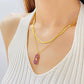 14k Vermeil Gold Layered Double Necklace – Minimalist Herringbone & Sun Tarot Pendant Necklace