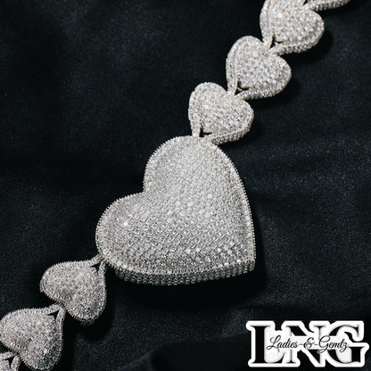 Sapphire Micro Pave AAAAA Cubic Zirconia Heart Pendant Necklace in Vermeil 14k White Gold By LadiesNGentz Boutique purchase at LadiesNGentz.com or Facetreasures.com