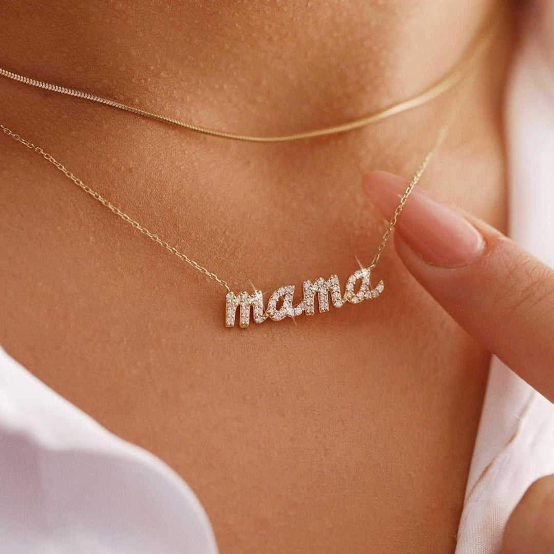 Cherish Mom with Sparkling 14k Gold ‘Momma’ Necklace - A Dazzling Mother’s Day Tribute”