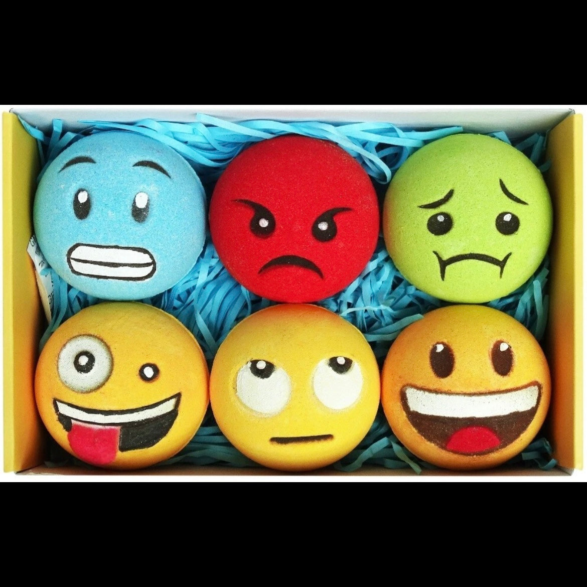 Emoji Bath Bombs for Kids & Adults – All-Natural, Vegan, Sensitive Skin Friendly, 6 Piece Fun Gift Set