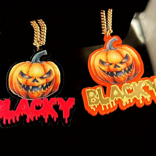 Personalized Halloween Pumpkin Head Name Pendant | Spooky Custom Jewelry