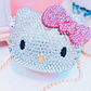 Kawaii Hello Kitty Crystal Sapphire Blinged Out Adjustable Cat Handbag, Evening Bag, Crossbody Bag | Limited Edition, Collectible